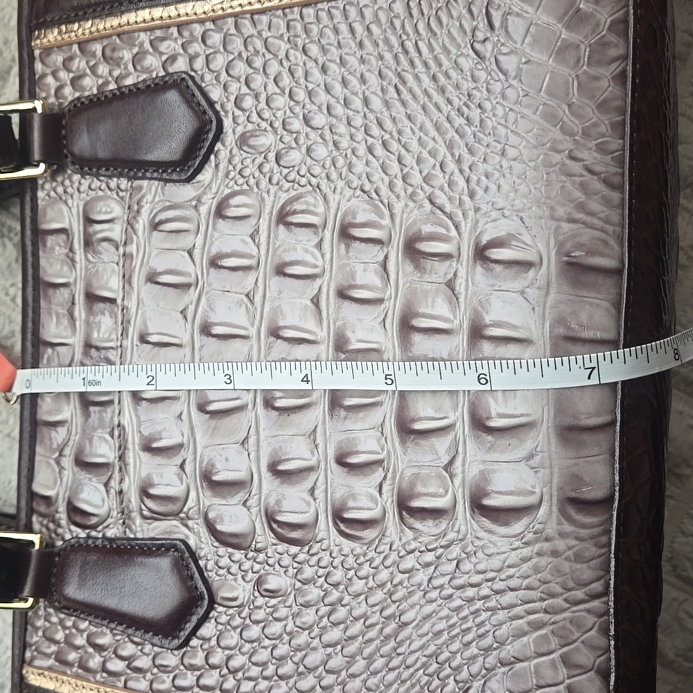 Brahmin Mini Asher Crocodile-Embossed Women's Bag In Quill Greco - Picture 8 of 10